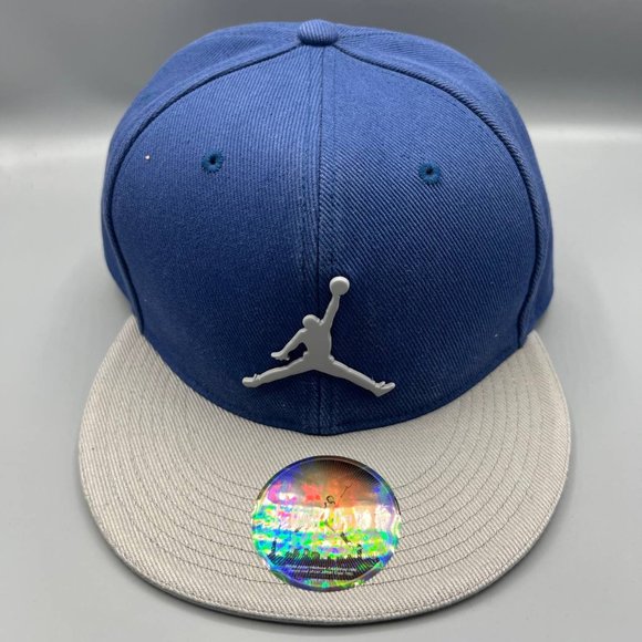 Air Jordan Hat Men 7 5/8 Blue Gray Jumpman Fitted Cap